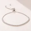 100% plata esterlina Sparkling Slider Tennis Bracelet para Pandora Wedding Jewelry Cadena de mano para mujeres CZ Diamond Engagement regalos Pulseras con caja original