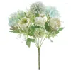 Dekorativa blommor konstgjorda 7 huvuden hortensia bukett faux mini siden för bröllop hem bord mittparti party dekoration