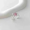 Bandringar Coconal Fashion Pink Love Zircon Hollow Ring Womensweet Liten Fresh Romantic Wedding Rings Party Jewell Gift G230213