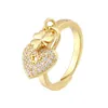 Band Rings Hecheng 2022 New Flower Heart Pearl Gold Color Rings for Women Wedding Party Jewelry Whoesale G230213