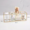 Opslagboxen Cosmetische borstelhouder Transparante glazen borstels met 3 slots compartimenten make -up
