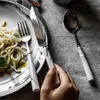 Dinnerware Sets Marble Texture Ceramic Handle Flatware Cutlery Set Utensils Kitchen Tools Stainless Steel Flat