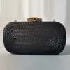 Evening Bags 2023 Fashion Lady Gold Black Handbag Hand Woven Straw Knitting Bag Senior Retro Dinner Clutches Shoulder For Women