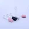 Storage Bottles 12pcs 5ml Lip Gloss Empty Plastic Tubes Exquisite Mini Clear Lipgloss Packaging Container With Pink Matte Lid 3 Colors