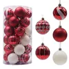 Feestdecoratie 30 stcs 6 cm kerst hanger kleurballen handgeschilderde matte afwerking streep patroon decoratieve boom fade resis