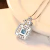 Blue Gemstone Anhänger Halskette Marke Schmuck Europäische Frauen Mikro -Set Zirkon S925 Silberkragen Kette Kisten Kette Halskette Frauen Hochzeitsfeier Valentinstag Geschenk SPC