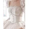 Skromna suknia balowa z długim rękawem sukienki ślubne suknie ślubne Sheer Jewel Neck Lace Appliqued Cearów o rozmiarach szatę haftową de Mariee Custom Made 403