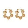 Hoopörhängen Vintage Crystal Flower Ethnic Elegant Sweet Women Earing Jewelry Gold Color Silver Earings 2Z40C3