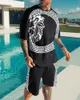 Men's Tracksuits Summer Men's Set Casual Wear Men's T-shirt Shorts Sports Suit Spades A Personality Fashion Trend Creative 3D 230213