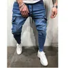 Pantalones vaqueros para hombres Hombres Hip Hop Pantalones de chándal Flacos Motocicleta Pantalones de mezclilla Cremallera Diseñador Negro Casual Pantalones masculinos Naom22