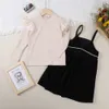 Clothing Christmas New Girls Ruffle Clothes Set Long Sleeve Tshirt Beading Dress Kids Sets Solid Toddler Girl Clothings Outfits