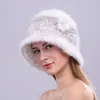 Bérets hiver chapeaux pour les femmes du vrai chapeau avec un mariage de fleur
