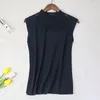 Canotte da donna Condole Cintura Gilet Donna 2023 Abbigliamento estivo Canotta esterna Mezza dolcevita Seta di ghiaccio Lino Lavorazione a maglia alta elastica Render sfoderato