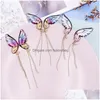 Bengelen kroonluchter oorbellen minar sprookje duidelijke hars vlinder voor vrouwelijke stragingsrietjes lange kwade simatie vleugel bruiloft juwelen dhsfd