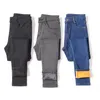 Jeans pour femmes chaud hiver taille Slim femmes avancé Stretch coton Denim pantalon épais polaire étudiant pantalon bleu noir gris 230213