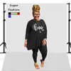 Survêtements XL-5XL hiver grande taille ensembles pour femmes couleur unie à manches longues O cou lâche 2 deux pièces femme pantalon costumes en gros goutte