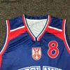 Camiseta de baloncesto de calidad superior personalizada Peja Stojakovic # 8 Serbia Jugoslavija Cualquier nombre Número Tamaño 2XS-3XL Blanco Azul
