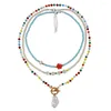 Pendentif Colliers TAUAM Bohe Perles de riz colorées Strand Love Simulé Perle Clavicule Chaîne à la main Chaîne de fête Bijoux Cadeaux