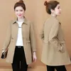 Kurtki damskie #9331 Casual Slim Jacket Kobieta wiosna jesienna długi rękaw w pojedynczym piersi płaszcze żeńskie talia w talii khaki blue