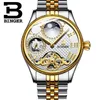 Armbandsur Schweiz Mechanical Men's Watches Binger Skeleton armbandsur vattentäta män safir manlig reloj hombre