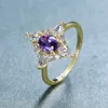 Anneaux de bande Vintage femme violet cristal pierre bijoux mignon couleur or anneaux de mariage pour les femmes de luxe ovale fiançailles saint valentin cadeau G230213