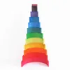 Barn Träleksaker Rainbow Block Loose Parts Mushroom Honeycomb Droppar Tree Cones Creative Building Kit For Children