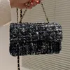 Projektantki Kobiety CF Tweed Quilded Mini Crossbody Bag France Paris Luksusowa marka C Woundstooth Woolen Flap Torby na ramię Lady Cross Body Sain Pasp