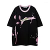 Men's T Shirts Summer Oversized Hip Hop T-shirt Ripped Vintage Streetwear Casual Top Tees For Male Patchwork