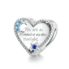 Metals S925 STERLING SIRE LOSE BEADS HEART SHAPED PET CLAW PRINTING INLAID BRACELET CHAMMS FOR DIYアクセサリードロップDHJ24