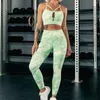 Aktive Sets Fitness Yoga Tie Dye 2-teiliges Set Damen Gym Kleidung Langer Sport-BH und nahtlose Leggings