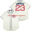 Anpassade basebolltröjor 23 Ryne Sandberg Vintage 1929 1984 1969 1909 Hem Away Blue Cream Grey White Pullover Button STI