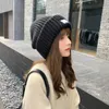 Beanie/Skull Caps Year Loose Big Head Knitted Hats For Women Outdoor Satin Warm Hats Beanie Caps Dome Hat Autumn Winter Hat Bonnet Femme Cap 230211