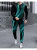 Erkek Terzyoller Aktif Giyim Uzun Kollu Tshirt Sweatpants Set Street Giyim Retro Sweatshirt Büyük boy 2piece 230213
