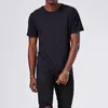 T-shirts hommes été homme couleurs solides chemise hip hop courbe ourlet étendu t-shirt à manches courtes o-cou tee mâle plaine streetwear vêtements