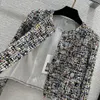 2022 женский винтажный дизайнерский твидовый блейзер куртка пальто женский милан взлетно-посадочная полоса дизайнерское платье повседневные топы с длинным рукавом одежда костюм Q2