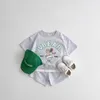 Completi di abbigliamento Tuta da uomo con maniche a orso per bambini di un anno per bambini T-shirt in puro cotone da uomo e da donna, abbigliamento sportivo casual corto