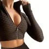 Running Sets Comfy Lady Sport Suit Slim Fit Tracksuit Sexy Long Sleeve Two Piece Set Crop Top Skinny Textured Outfits For