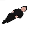 Newborn Sleeping Bags Caps Set Solid Rompers Headband Suit Anti Kick Climbing Clothes Knotted Onesie Pajamas Set Homewear Sleepwear BC291