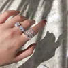 Кольца кольца новая модная корейская супер -вспышка прозрачная ааа кубическая циркония три слои кольца для женщин свадебная невеста подарки на вечеринку G230213