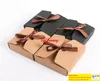 Scatole di carta Kraft marrone nero da 100 pezzi Scatole di cartone per alimenti da forno con biscotti bowknot Scatole regalo Confezione di cioccolato Mooncake