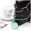 Key Rings Disc Tassel Keychain Bronzing Letter Pendant Leather Chain Bag Pendants Mother Day Party Gift Supplies 5 Colors 1254 B3 Dr Dha0T