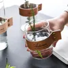 Vinglas med original läder glas kopp blommor te anti-scaling latte kaffemjölk mugg kreativ vas hem dekorationer café leveranser