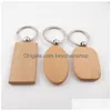 Key Rings Natural Wooden Ring A Variety Of Shapes Round Square Heart Chain Ctrative Anti Lost Wood Keychain 320 N2 Drop Delivery Jewe Dhhek