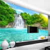 Wallpapers Benutzerdefinierte natürliche Landschaft 3D-Wandbild Wald Wasserfall Pools PO selbstklebende Tapete Zimmer Landschaft Wohnzimmer Sofa Hintergrund
