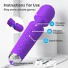 Pontegor de vibrador oral poderoso massageador para mulheres 20 velocidades Av Magic Wand Charge USB Gs￣o de massagem Spot Brinquedos sexuais adultos para mulher