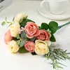 Decoratieve bloemen Simulatie Tea Roses 10 Hoofden Small Bunch Silk Wedding Bogen Party Decor Artificial Flower Home Fake