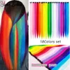Syntetiska S 35 färger Rainbow Clip i hårens raka vågfärgade blå rosa för barn False Pieces 230214