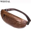 Westal Men's Belt Bag ￤kta l￤der midja Pack Male Fanny Pack Man Belt Pouch Running Hip P￥sar Mobils￤cken Herrm￤nnen WAI329S