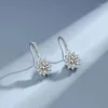 Dangle Earrings Fine Moissanite Hook For Women Real Silver 925 Sun Flower Drop Jewelry Gift Wholesale 6.5mm-8.0mm White