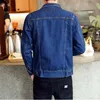 Men's Jackets Fashion Mens Denim Jackets Slim Fit Mens Jeans Jacket Cotton Outwear Coat Long Sleeve Hole Male Clothing Size M4XL 230214